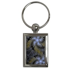 Fractal Wallpaper With Blue Flowers Key Chains (rectangle)  by Amaryn4rt