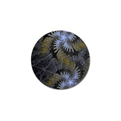 Fractal Wallpaper With Blue Flowers Golf Ball Marker by Amaryn4rt