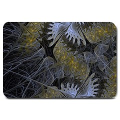 Fractal Wallpaper With Blue Flowers Large Doormat  by Amaryn4rt