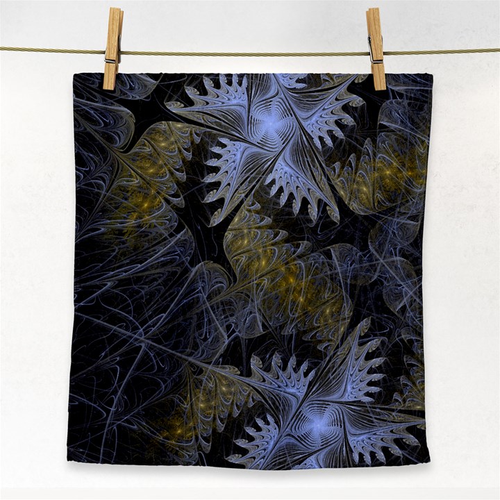 Fractal Wallpaper With Blue Flowers Face Towel