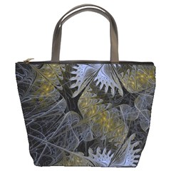 Fractal Wallpaper With Blue Flowers Bucket Bags by Amaryn4rt