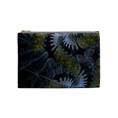 Fractal Wallpaper With Blue Flowers Cosmetic Bag (medium)  by Amaryn4rt