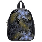 Fractal Wallpaper With Blue Flowers School Bags (Small)  Front