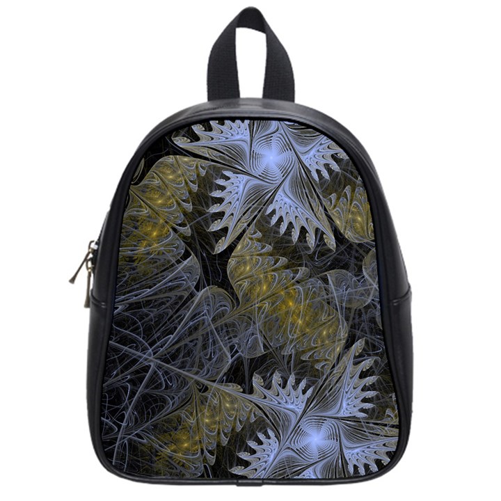 Fractal Wallpaper With Blue Flowers School Bags (Small) 