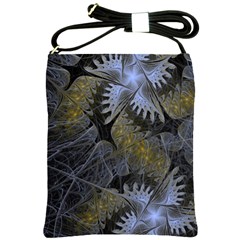 Fractal Wallpaper With Blue Flowers Shoulder Sling Bags by Amaryn4rt