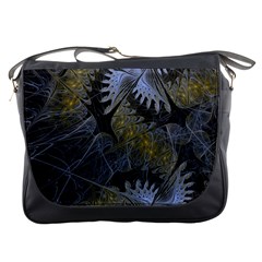 Fractal Wallpaper With Blue Flowers Messenger Bags by Amaryn4rt