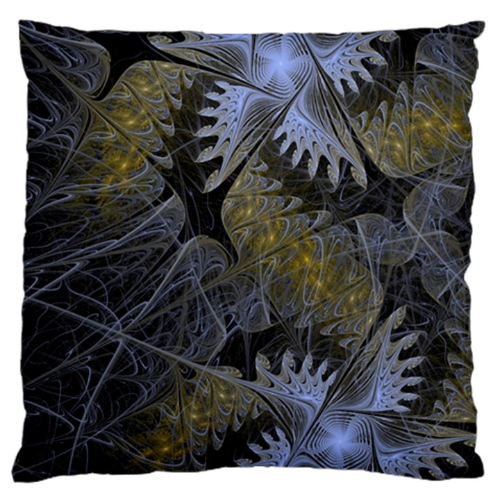 Fractal Wallpaper With Blue Flowers Large Cushion Case (Two Sides)