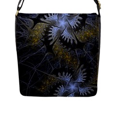 Fractal Wallpaper With Blue Flowers Flap Messenger Bag (l)  by Amaryn4rt