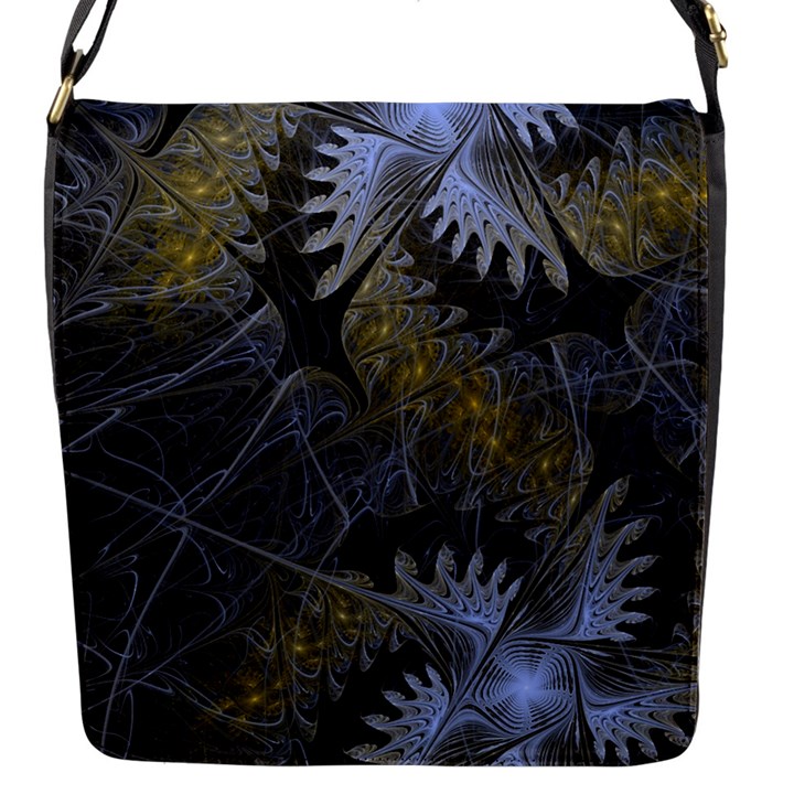 Fractal Wallpaper With Blue Flowers Flap Messenger Bag (S)