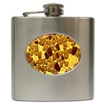 Yellow Cast Background Hip Flask (6 oz) Front