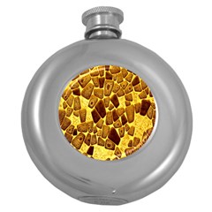 Yellow Cast Background Round Hip Flask (5 Oz) by Amaryn4rt