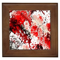 Red Fractal Art Framed Tiles by Amaryn4rt