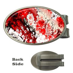 Red Fractal Art Money Clips (oval) 