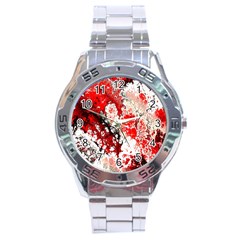 Red Fractal Art Stainless Steel Analogue Watch by Amaryn4rt