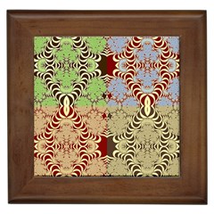 Multicolor Fractal Background Framed Tiles by Amaryn4rt