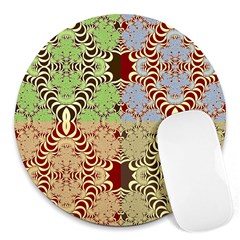 Multicolor Fractal Background Round Mousepads by Amaryn4rt