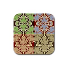 Multicolor Fractal Background Rubber Square Coaster (4 Pack)  by Amaryn4rt