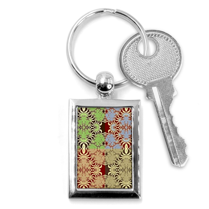 Multicolor Fractal Background Key Chains (Rectangle) 