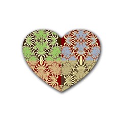 Multicolor Fractal Background Heart Coaster (4 Pack) 