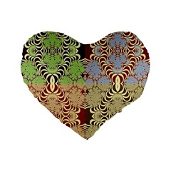 Multicolor Fractal Background Standard 16  Premium Flano Heart Shape Cushions by Amaryn4rt