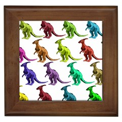 Multicolor Dinosaur Background Framed Tiles by Amaryn4rt