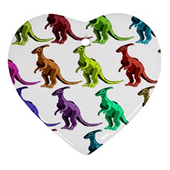 Multicolor Dinosaur Background Heart Ornament (two Sides) by Amaryn4rt