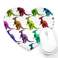 Multicolor Dinosaur Background Heart Mousepads by Amaryn4rt