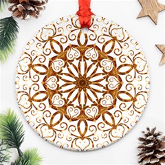 Golden Filigree Flake On White Ornament (round) by Amaryn4rt