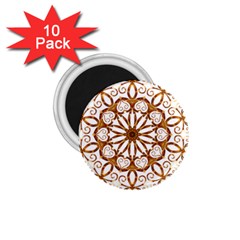 Golden Filigree Flake On White 1 75  Magnets (10 Pack)  by Amaryn4rt