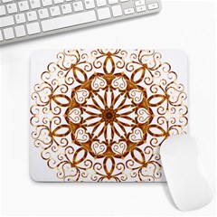 Golden Filigree Flake On White Large Mousepads by Amaryn4rt