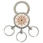 Golden Filigree Flake On White 3-Ring Key Chains Front