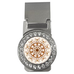 Golden Filigree Flake On White Money Clips (cz)  by Amaryn4rt