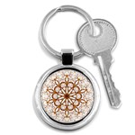 Golden Filigree Flake On White Key Chains (Round)  Front