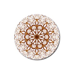 Golden Filigree Flake On White Rubber Coaster (round)  by Amaryn4rt