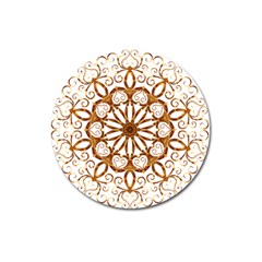 Golden Filigree Flake On White Magnet 3  (round) by Amaryn4rt