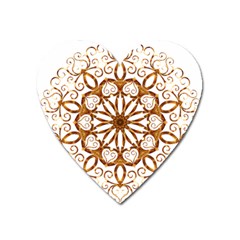 Golden Filigree Flake On White Heart Magnet by Amaryn4rt