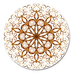 Golden Filigree Flake On White Magnet 5  (round) by Amaryn4rt