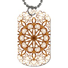 Golden Filigree Flake On White Dog Tag (one Side) by Amaryn4rt