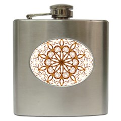 Golden Filigree Flake On White Hip Flask (6 Oz) by Amaryn4rt