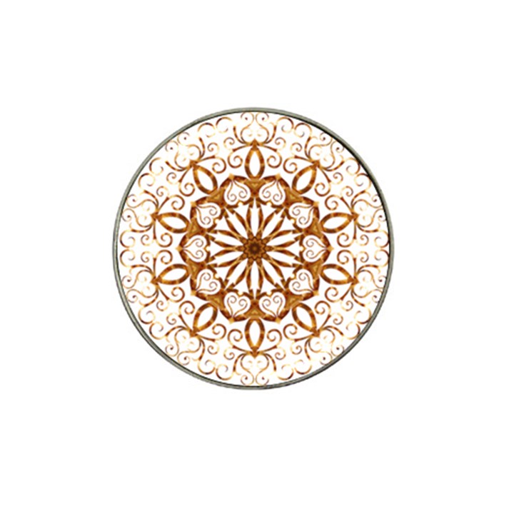 Golden Filigree Flake On White Hat Clip Ball Marker