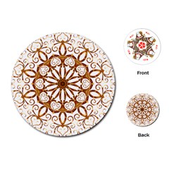 Golden Filigree Flake On White Playing Cards (round)  by Amaryn4rt