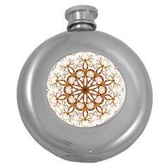 Golden Filigree Flake On White Round Hip Flask (5 Oz) by Amaryn4rt