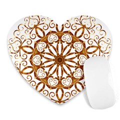 Golden Filigree Flake On White Heart Mousepads by Amaryn4rt