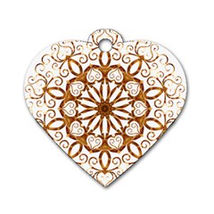 Golden Filigree Flake On White Dog Tag Heart (one Side) by Amaryn4rt