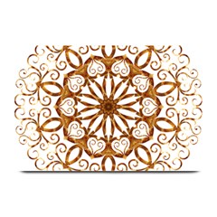 Golden Filigree Flake On White Plate Mats by Amaryn4rt