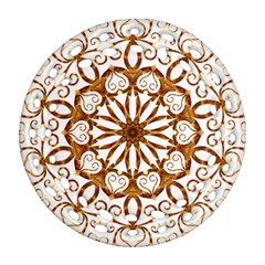 Golden Filigree Flake On White Ornament (round Filigree) by Amaryn4rt