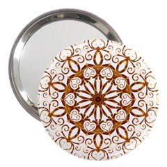 Golden Filigree Flake On White 3  Handbag Mirrors by Amaryn4rt