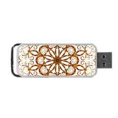 Golden Filigree Flake On White Portable Usb Flash (two Sides) by Amaryn4rt