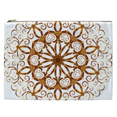 Golden Filigree Flake On White Cosmetic Bag (xxl)  by Amaryn4rt