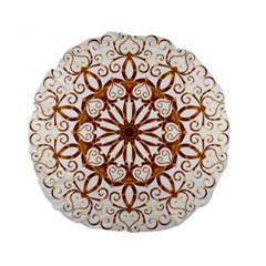 Golden Filigree Flake On White Standard 15  Premium Flano Round Cushions by Amaryn4rt